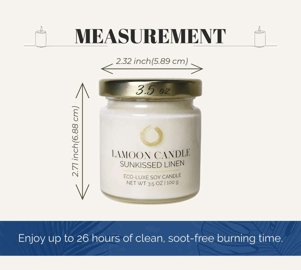 Sunkissed Linen 3.5 oz Soy Candle – Clear Glass Jar with Gold Twisted Lid - LaMoon Candle
