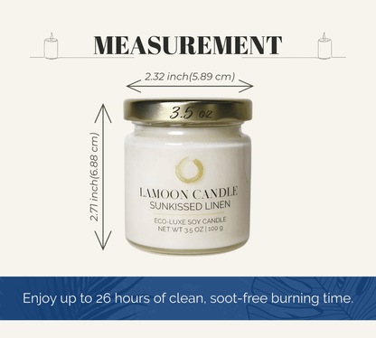 Sunkissed Linen 3.5 oz Soy Candle – Clear Glass Jar with Gold Twisted Lid - LaMoon Candle