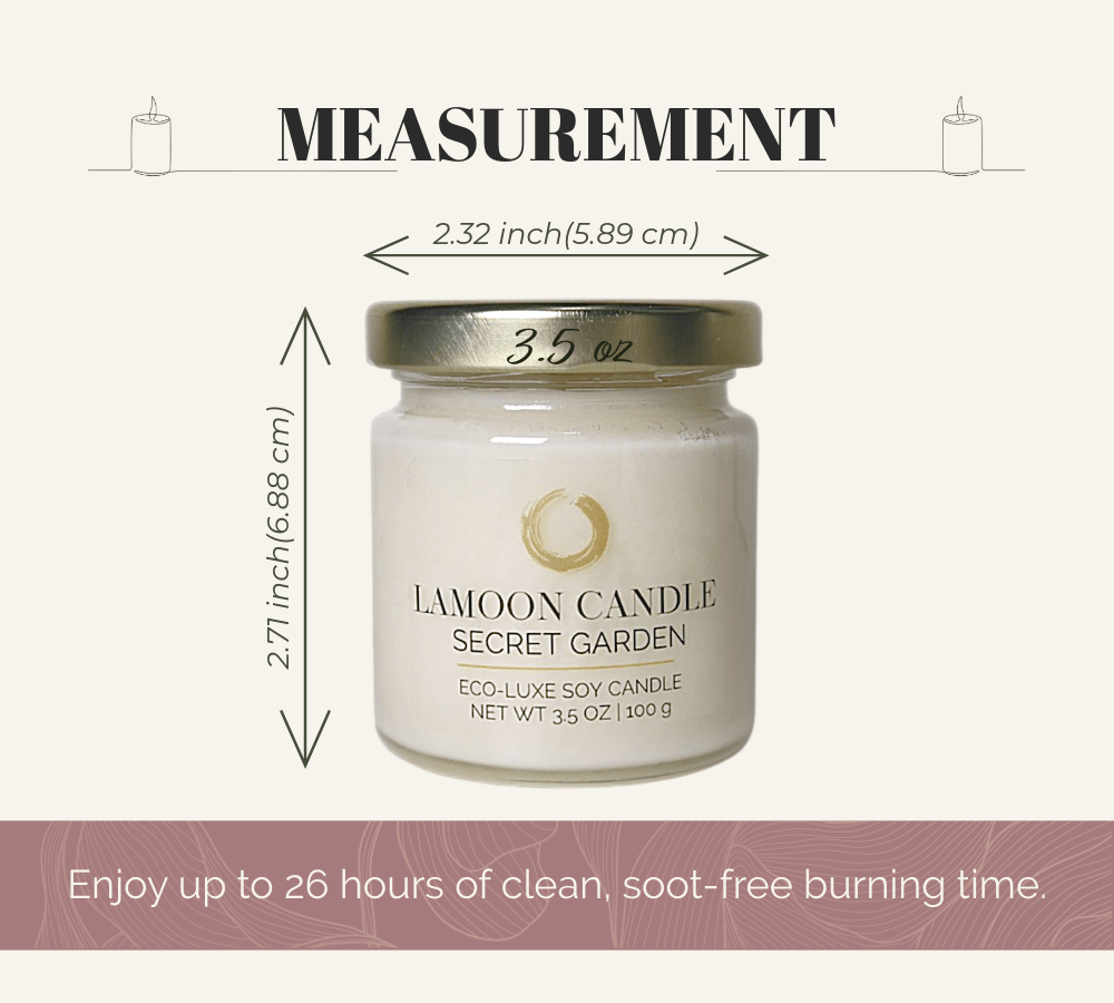Secret Garden 3.5 oz Soy Candle – Clear Glass Jar with Gold Twisted Lid - LaMoon Candle