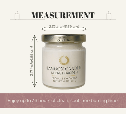 Secret Garden 3.5 oz Soy Candle – Clear Glass Jar with Gold Twisted Lid - LaMoon Candle