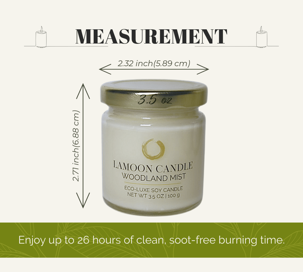 Woodland Mist 3.5 oz Soy Candle – Clear Glass Jar with Gold Twisted Lid - LaMoon Candle
