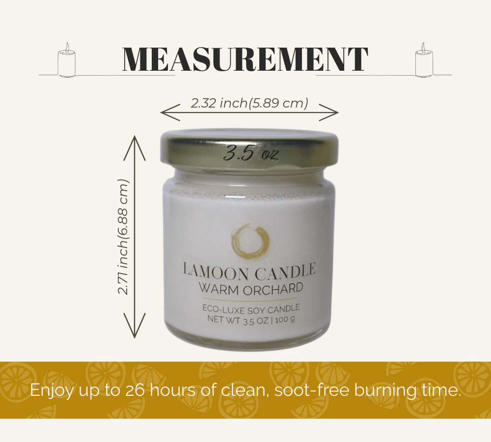 Warm Orchard 3.5 oz Soy Candle – Clear Glass Jar with Gold Twisted Lid - LaMoon Candle