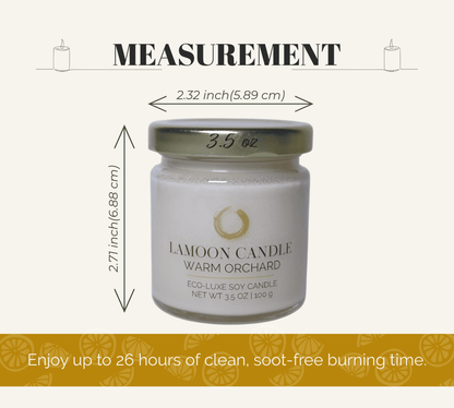 Warm Orchard 3.5 oz Soy Candle – Clear Glass Jar with Gold Twisted Lid - LaMoon Candle
