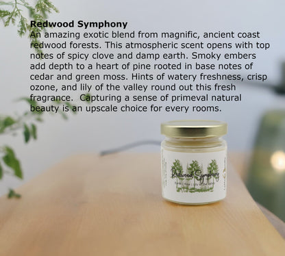 Natural soy wax candle in clear glass container and twist gold lid.