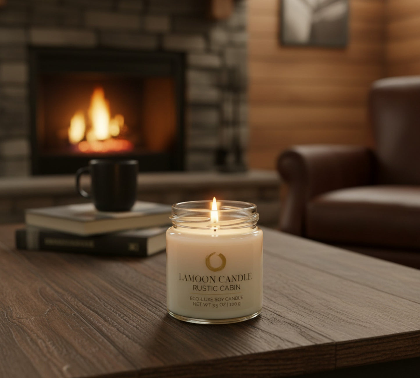 Rustic Cabin 3.5 oz Soy Candle – Clear Glass Jar with Gold Twisted Lid - LaMoon Candle