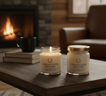 Rustic Cabin 3.5 oz Soy Candle – Clear Glass Jar with Gold Twisted Lid - LaMoon Candle