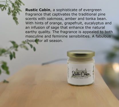 Natural soy wax candle in clear glass container and twist gold lid.