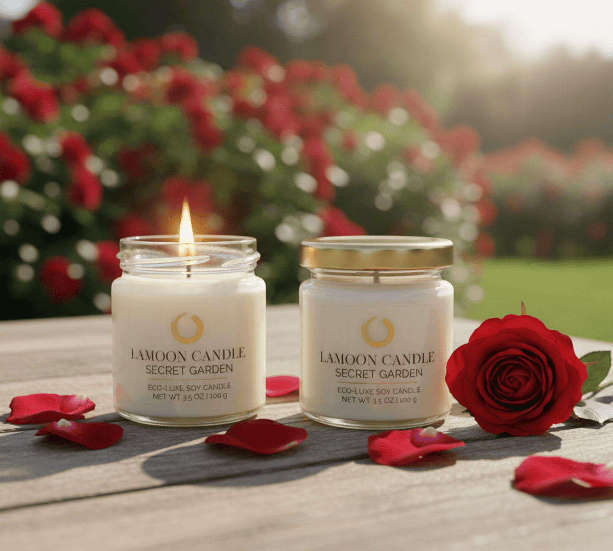 Secret Garden 3.5 oz Soy Candle – Clear Glass Jar with Gold Twisted Lid - LaMoon Candle