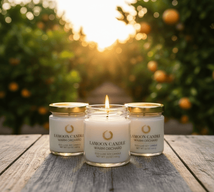 Warm Orchard 3.5 oz Soy Candle – Clear Glass Jar with Gold Twisted Lid - LaMoon Candle