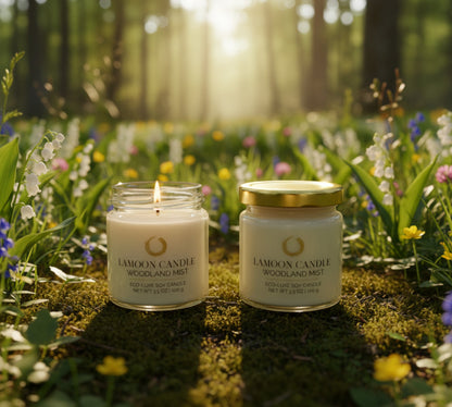 Woodland Mist 3.5 oz Soy Candle – Clear Glass Jar with Gold Twisted Lid - LaMoon Candle