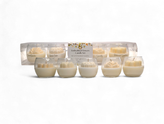 Embedded Flower Candle Set (set of 5)