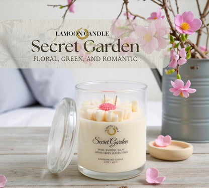 Secret Garden - Large Floral Soy Wax Candle - LaMoon Candle
