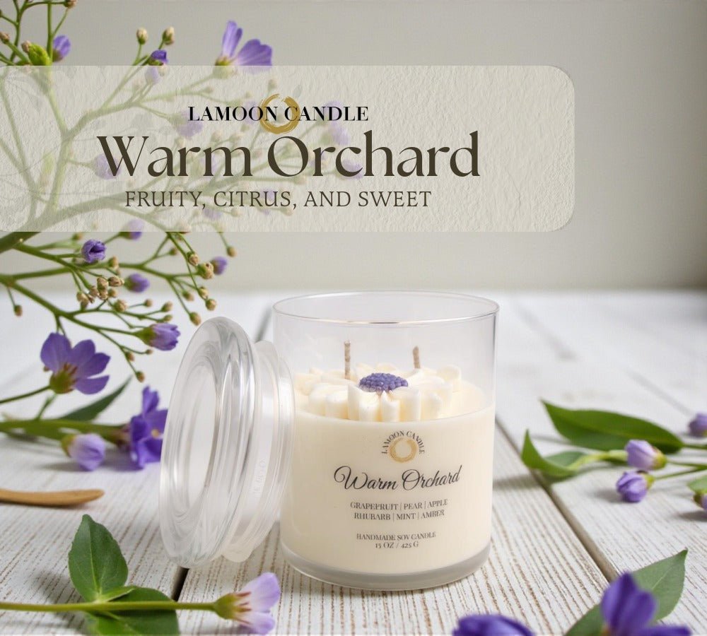 Warm Orchard - Large Floral Soy Wax Candle - LaMoon Candle