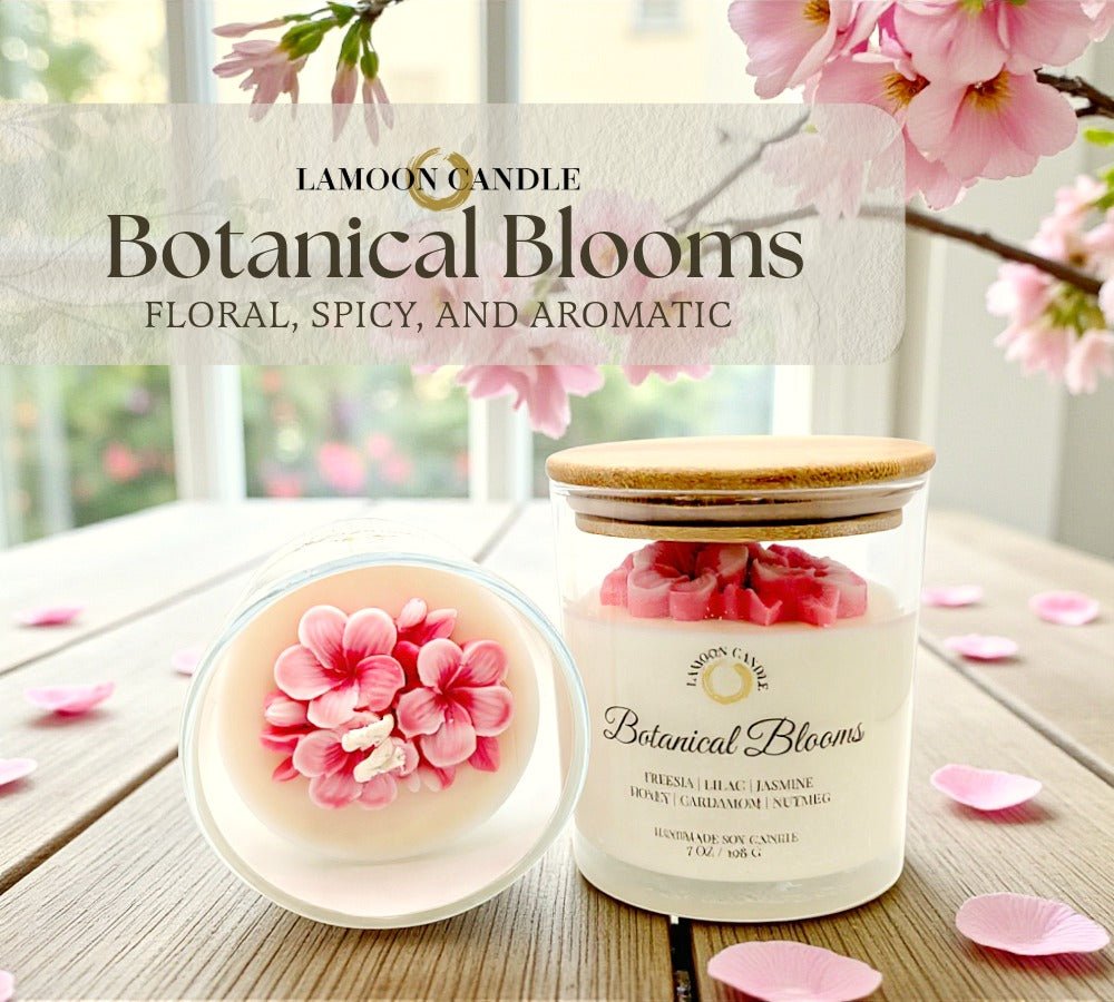 Botanical Blooms - Medium Floral Soy Wax Candle - LaMoon Candle