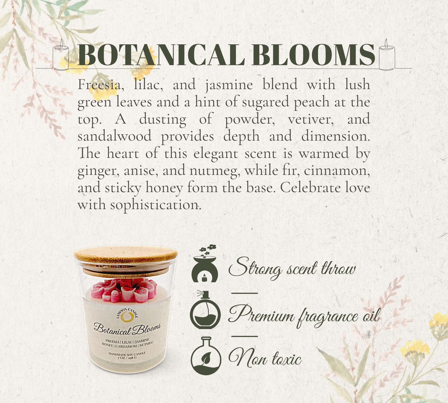 Botanical Blooms - Medium Floral Soy Wax Candle