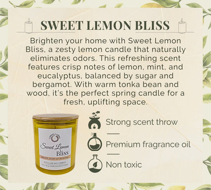 Sweet Lemon Bliss - Large Soy Wax Candle - LaMoon Candle