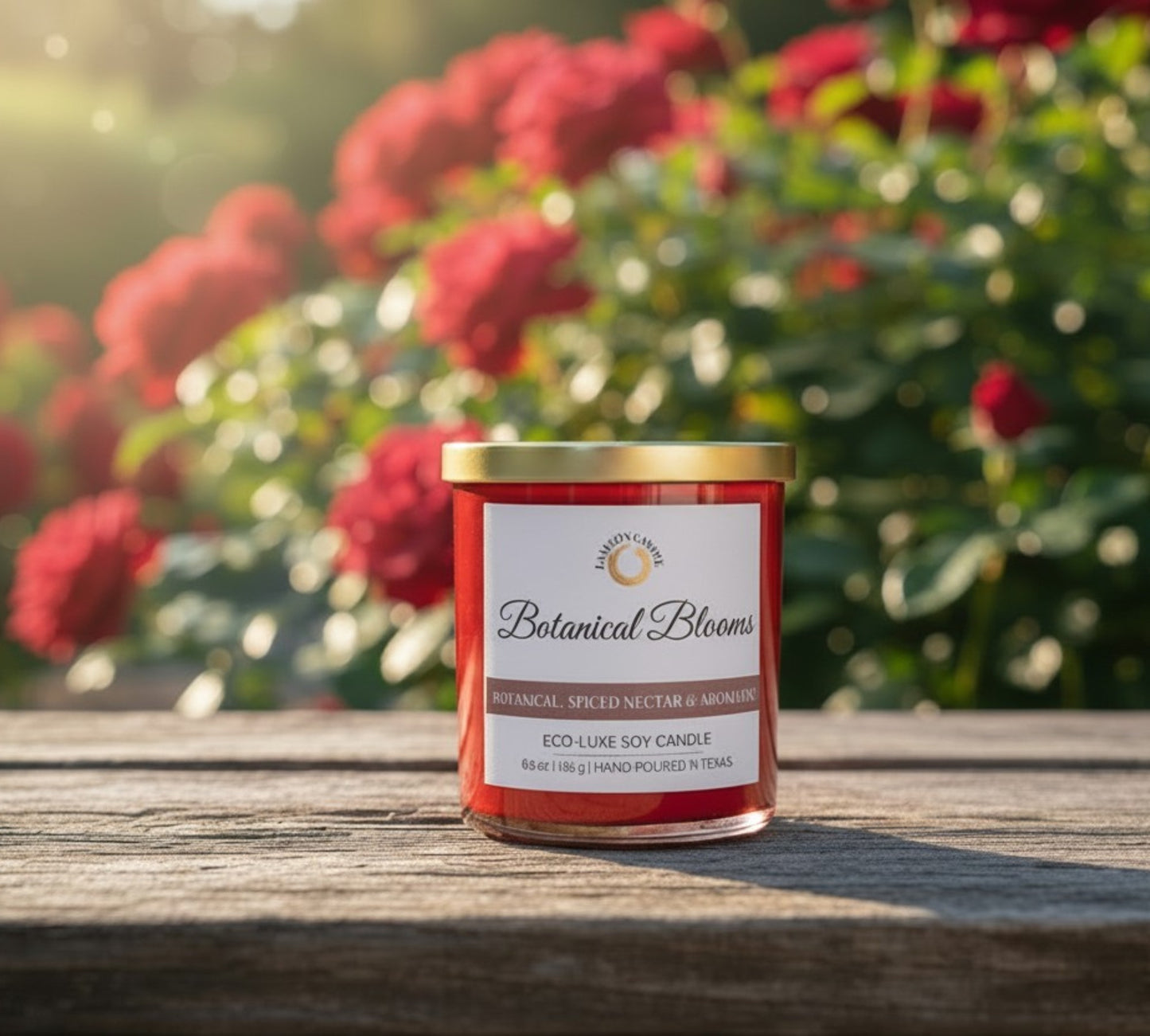 Botanical Blooms | Red Heart Shaped Rose Scented Soy Wax Candle - LaMoon Candle
